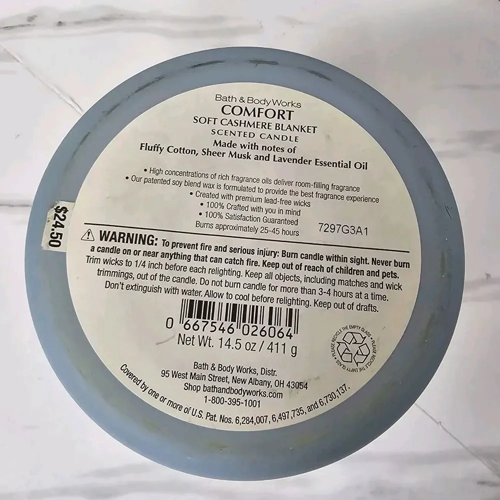Bath & Body Works 14.5oz. COMFORT SOFT CASHMERE BLANKET 3‎ Wick Candle